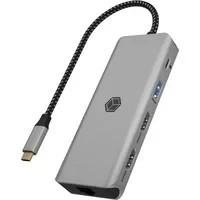 Abbildung von ICY BOX USB C Docking Station (9 in 1) für 2 Monitore (2X HDMI), 4K 60Hz, 3 Fach 3.0 HUB, 100W Power Delivery, Gigabit Ethernet, SD Kartenleser, IB DK4012 CPD