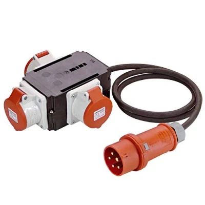 Abbildung von as Schwabe MIXO Starkstromverteiler CEE Stecker 400V/32A/5 polig, ca. 22 kW 1,5 m Leitung 3 x Steckdose 400 V 32 A, 5 polig Stromstation Außenbereich Made Germany IP44, 60529