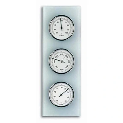 Abbildung von TFA Dostmann Wetterstation aus Glas, matt, Weiß, Barometer, Therometer, Hygrometer
