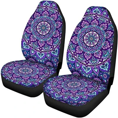 Abbildung von Woisttop Autositzbezüge, Motiv Mandala Blume, Violett, 2er Set, elastisch, Pkw Innenraumschutz, passend für die meisten Pkw, Lkw, Lieferwagen, SUV, Geschenk Damen