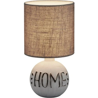 Abbildung von TRIO Leuchten Schreibtischlampe Esna, Leuchtmittel wechselbar, E14Tischleuchte mit HOME Schriftzug und Keramikfuß