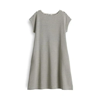 Abbildung von OPUS Regular FIT Stripes Lockere Passform Ubootausschnitt Strickkleid, Damen, Größe: 40, Black