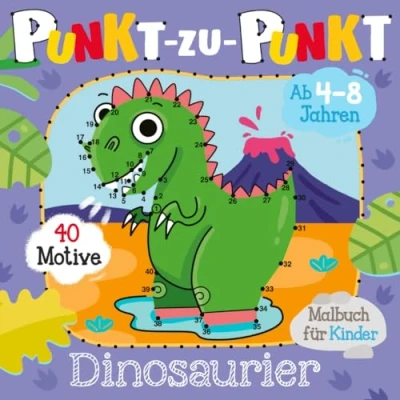 Abbildung von Dinosaurier Punkt zu Malbuch für Kinder: Das Kinderbuch mit 40 Dino Motiven zum Verbinden und Ausmalen Jungen Mädchen von 4 8 Jahren