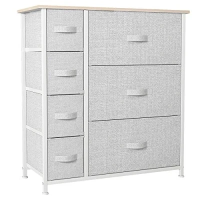 Abbildung von YITAHOME kommode mit Schubladen, Schrank 7 Schubladen aus Stoff, Aufbewahrungskommode Modernen Stil für Schlafzimmer, Wohnzimmer, Kinderzimmer, Flur, Hellgrau Aufbewahrungsschrank
