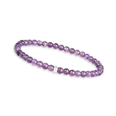 Abbildung von GD GOOD.designs Amethyst Perlenarmband Damen mit echten 4mm Natursteinen und 925 Silber Perle Edelstein Armband I Kugelarmband Naturstein Perlen