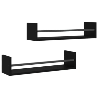 Abbildung von vidaXL Regal Wandregale mit Stangen 2 Stk. Schwarz 60x16x14 cm, tlg.