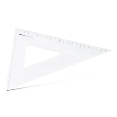 Abbildung von Aristo AR6023F Dreieck 60 mit Facette (lange Kathete 226mm, Hypotenuse 262mm, abriebfeste Tiefprägung der Teilung, Plexiglas) transparent