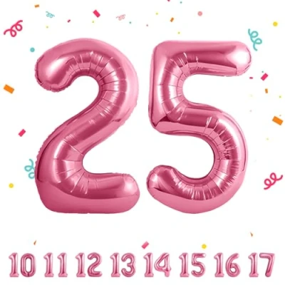 Abbildung von Geburtstag zahlen luftballon 25 jahre Folienballon Rosa in 40&quot; 101cm Geburtstagsdeko Ballon Zahl Deko zum fliegt mit Helium für Mann Frauen 25.Geburtstags