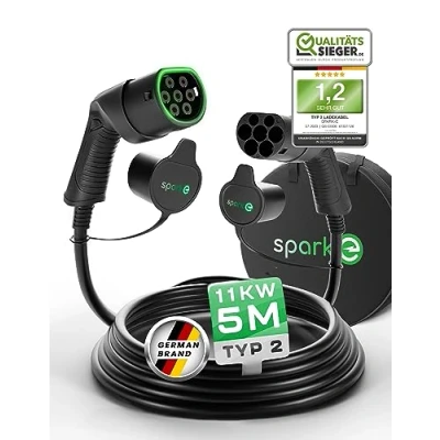 Abbildung von SPARK E Typ 2 Ladekabel 11kW 5M für EV Elektroautos inkl. Tasche Auto 16A3P Elektroauto Mode 3 Wallbox