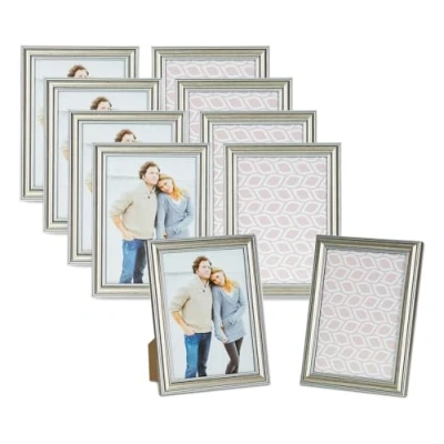 Abbildung von levandeo 10er Set Bilderrahmen 13x18cm Fotorahmen Silber Antik Portraitrahmen Glasscheibe Wanddeko Tischdeko