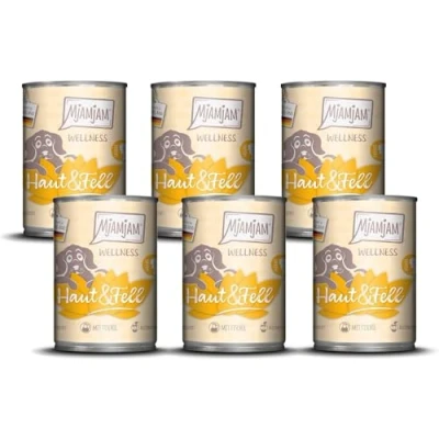 Abbildung von MjAMjAM Premium Nassfutter für Hunde Wellness Haut &amp; Fell Huhn, 6er Pack (6x400g), getreidefrei