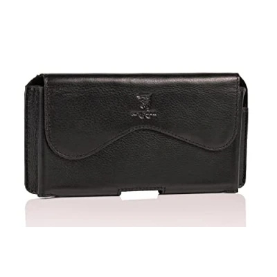 Abbildung von MATADOR Leder Gürteltasche kompatibel mit iPhone X/XS/11 Pro Magnetverschluss Quertasche Gürtelschlaufe Schwarz