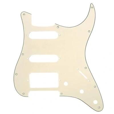Abbildung von Musiclily HSS 11 Löcher Strat Schlagbrett Pickguard für Fender American/Mexican Standard Stratocaster Modern Style E Gitarre,3 lagig Crème