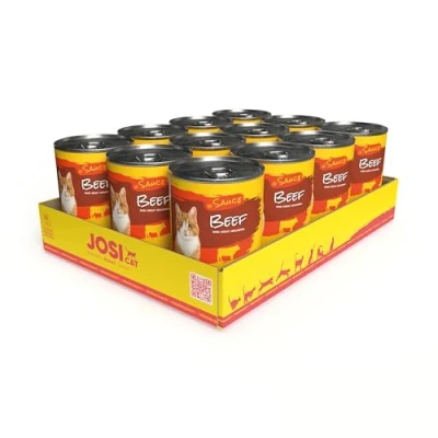 Abbildung von JosiCat Beef in Sauce (12 x 415 g) Adult Premium Nassfutter für ausgewachsene Katzen Rind Vitamin D3 &amp; E Powered by JOSERA Katzenfutter nass Alleinfuttermittel 12er Pack