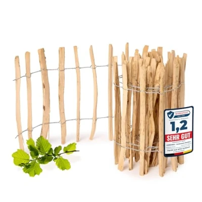 Abbildung von Garronda Gartenzaun zum Stecken aus Haselnüsse Zaun Garten Staketenzaun Beeteinfassung Holz Steckzaun Hochwertiger für Ihren GD 0079 (Lattenabstand: 7 8 cm, 60 cm x 500 cm)