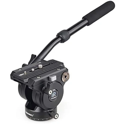 Abbildung von Fluidkopf, INNOREL H90, Videokamera Stativ Fluid Drag Pan Kopf für DSLR Kameras, Camcorder, Teleskop, Einbeinstativ, mit 3/8&quot;und 1/4&quot; Befestigungsschraube, 2 Abschnitte Griff, Belastbarkeit 15kg