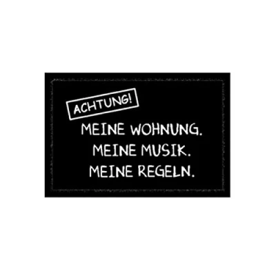 Abbildung von Hanse Home Printy Fußmatte für Innen und Außen 40x60cm Schmutzfangmatte Türmatte Meine Wohnung mit Schiftzug Waschbar &amp; Wetterfest, rutschfest Eingangsbereich Außenbereich Schwarz Creme