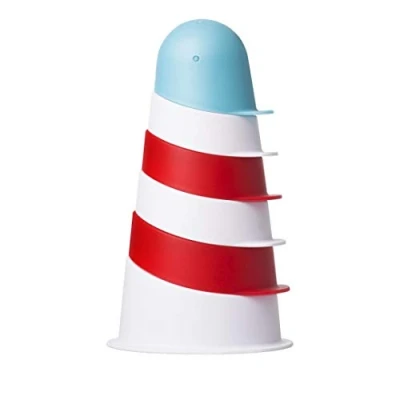 Abbildung von Ubbi Lighthouse Stacking Cups Bath Toys, Includes 6 Cups, Toddler Bathtub Dishwasher Safe Toys