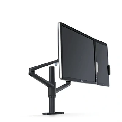 Abbildung von ThingyClub® Adjustable Aluminium Universal Tablet &amp; Monitor Desk Mount Dual Arms Stand Bracket with Tilt and Swivel(Adjustable Arm: ±45Swivel 180Rotate 360)(Tablet Monitor, Black)