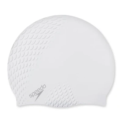 Abbildung von Speedo Unisex Erwachsene Bubble Active+ Badekappe Strukturiertes Design Trainingshilfen, Weiß, Einheitsgröße