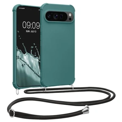 Abbildung von kwmobile Necklace Case kompatibel mit Google Pixel 9 Pro XL Hülle Cover Kordel zum Umhängen Silikon Schutzhülle Petrol