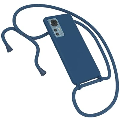 Abbildung von EAZY CASE Premium Silikon Handykette kompatibel mit Xiaomi 12 / 12X Handyhülle Umhängeband, Handykordel Schutzhülle, Silikonhülle, Hülle Band, Kette für Smartphone, Nacht Blau