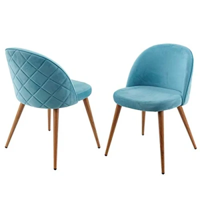Abbildung von Mendler 2er Set Esszimmerstuhl HWC D53, Stuhl Küchenstuhl Retro 50er Jahre Design, Samt türkis