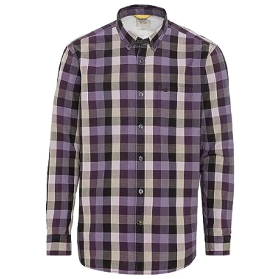 Abbildung von camel active KARO AUS Reiner Hemd, Herren, Größe: Large, Lavender