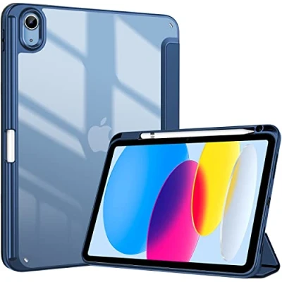 Abbildung von ProCase Hülle für ipad 10. Generation 2022 10,9 Zoll mit Stifthalter, Stoßfeste Smart Case Cover transparenter Rückseitenschale Schutzhülle Kompatibel 10th Gen Navy
