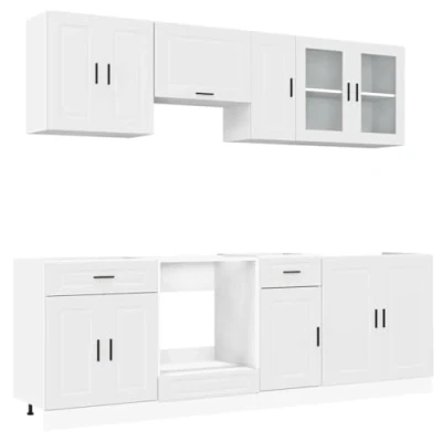 Abbildung von vidaXL 8 TLG. Küchenschrank Set Kalmar Weiß Holzwerkstoff, Küchenzeile Einbauküche, Schrank Set, Unterschrank, Küchenschrank, Hängeschrank