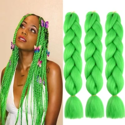 Abbildung von Grünes Jumbo Flechten Haar 3pack Kanekalon Kunsthaar Braid Extension 24&quot;, Ombre Braiding Hair Zum Einflechten Für Crochet Twist (A26 Grünes)