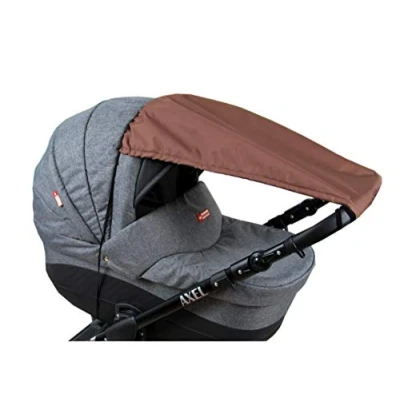 Abbildung von BABYLUX Sonnenschutz UV Rollo Schütz SONNENSEGEL Sonnendach für Kinderwagen Buggy (Braun)