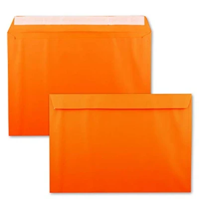 Abbildung von 25x große XXL Briefumschläge DIN C4 in Orange 22,9 x 32,4 cm Haftklebung ohne Fenster Versandtasche für A4 geeignet