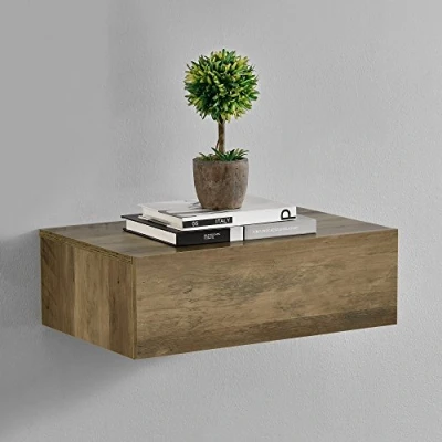 Abbildung von en.casa Nachtschrank »Oslo« Wandboard mit Schublade 46x30x15cm Holzfarben