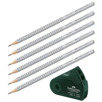 Abbildung von Faber Castell Doppelspitzdose SLEEVE (Dunkelgrün, 6 Stifte Grip HB + Spitzdose)