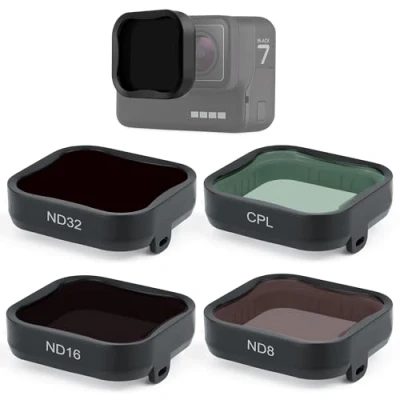 Abbildung von GEPULY Kameralinsenfilter CPL ND8 ND16 ND32 Filter für Hero 5/Hero 6/Hero 7 Schwarz, Neutraldichte &amp; Polarisationslinsenfilter Set, Schutz GoPro 5 6 Schwarz Zubehör