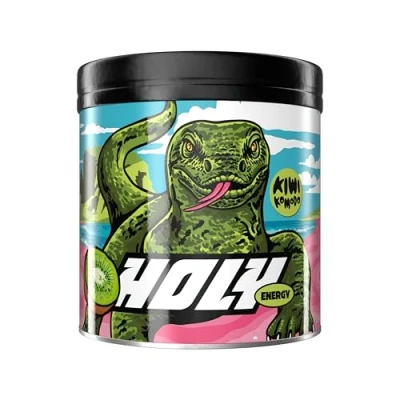 Abbildung von HOLY Energy Gaming Booster &#039;Kiwi Komodo&#039; mit Kiwi Geschmack Pulver 50 Portionen NewCaff &amp; Grüntee Extrakt Focus Drink Vegan 100% natürlichen Fruchtaromen