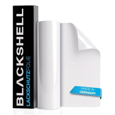 Abbildung von Blackshell® universal Lackschutzfolie transparent 15cm x 200cm Folie selbstklebend als Auto Folie, Motorrad Fahrrad Schutzfolie einsetzbar auf Allen glatten Oberflächen