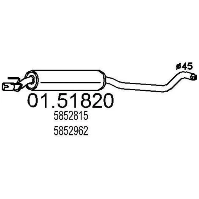 Abbildung von MTS 01.51820 Mittelschalldämpfer 1530 OPEL: Corsa B Schrägheck