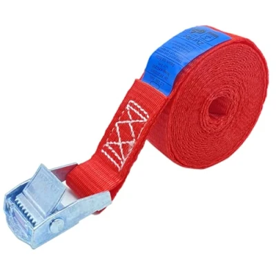Abbildung von ZurrTec 10 x 250 kg daN 1m Profi Spanngurte mit Klemmschloss 25mm Spannriemen Befestigungsriemen DIN EN 12195 2 (Rot)