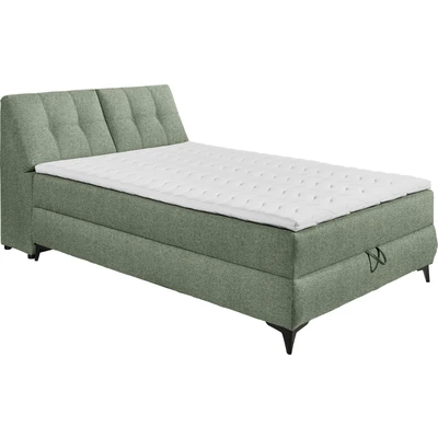 Abbildung von Stella Trading Atlantis 6 Boxbett 140x200 in Olive Bequemes Doppelbett mit Bettkasten und Kaltschaum Topper 145 x 102 240 cm (B/H/T)