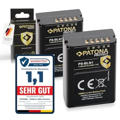 Abbildung von PATONA 2X Protect PS BLN 1 Akku 1140mAh Ersatzakku kompatibel mit Olympus OMD OM D E M1 EM1 M5 EM5 Mark II Pen P5 EP5 F Stylus XZ 2 XZ2 PSBLN1 BLN1 BL N1