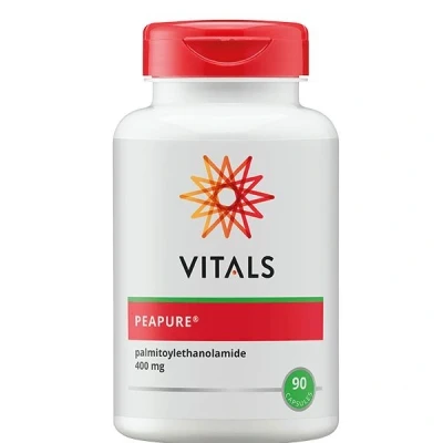 Abbildung von Vitals PeaPure Kapseln 400mg Reines Palmitoylethanolamid (PEA) Hochdosiertes Supplement mit PEA opt Gütesiegel für optimale Resorption und Wirksamkeit 100% Vegan
