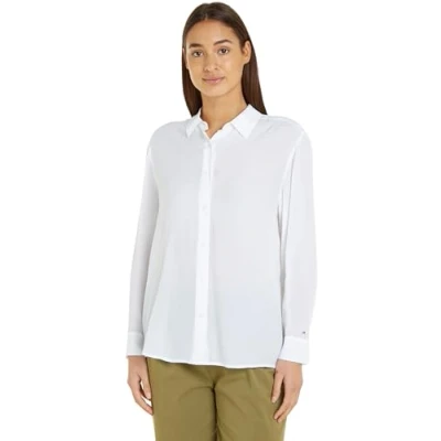 Abbildung von Tommy Hilfiger Fluid Regular Shirt Hemdbluse, Damen, Größe: 38, Optic white