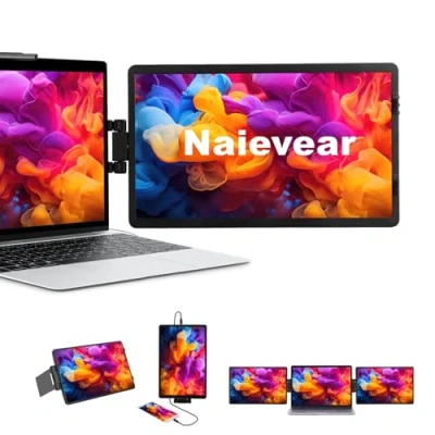 Abbildung von Naievear Tragbarer Monitor, 29,5 cm (11,6 Zoll) drehbares Laptop Display, sekundärer Bildschirm, externer Monitor für Laptop, Handys und Gaming (29,5 cm)