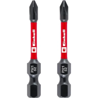 Abbildung von Original Einhell Impact Bits, 2 tlg., 50 mm, PH1 (S2 Stahl, Torsionszone, effiziente Kraftübertragung, roter Farbring, C 6.3 Schaft)