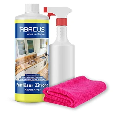 Abbildung von ABACUS® Set Fettlöser Zitrone Konzentrat, Zitronen Allzweckreiniger Küchenreiniger Zitronenduft, Kraftreiniger, Universalreiniger Konzentrat 1000 ml (7055)