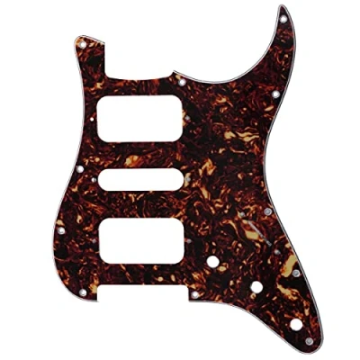 Abbildung von Musiclily Pro 11 Löcher Round Corner HSH Strat Pickguard Schlagbrett für American/Mexican Fender Standard Stratocaster E Gitarre, 4 lagig Tortoise Shell