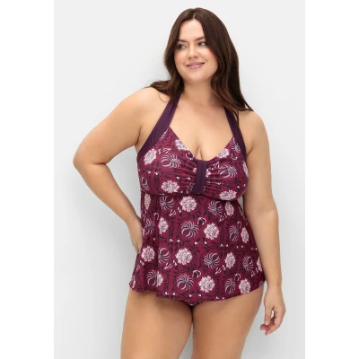 Abbildung von Sheego Neckholder Bikinitop, Damen, Größe: 40xF, Beere gemustert
