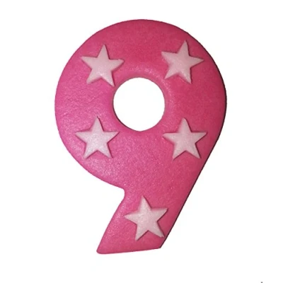 Abbildung von 6.5cm Rosa Zahl mit Sternen: 9
